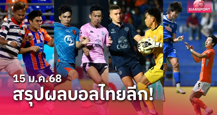 สรุปผลบอลไทยลีก ตารางคะแนน วันพุธที่ 15 ม.ค.68